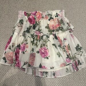 LoveShackFancy Floral Mini Skirt - Pink and Green